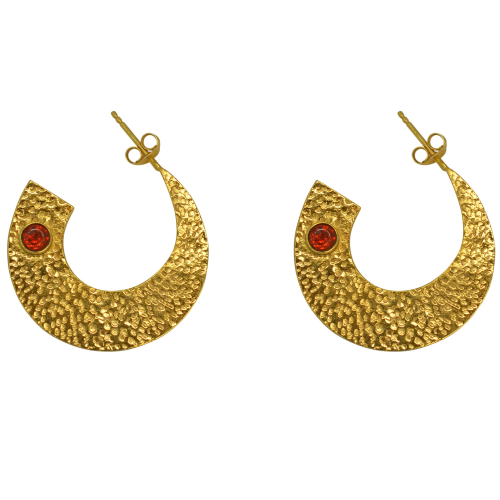 Hammered Bronzeage Garnet Earrings