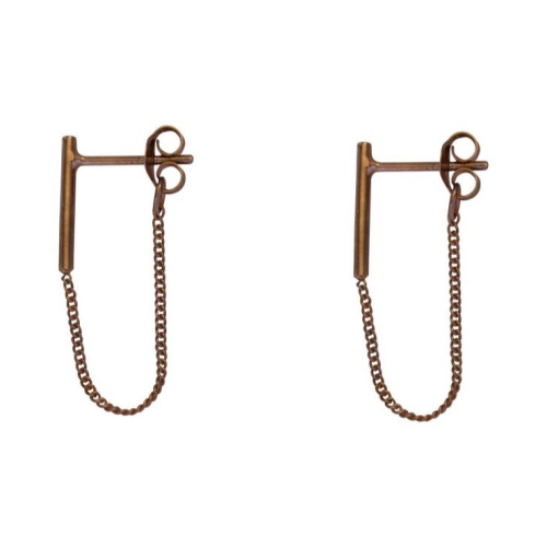 Plain Line staple  Chain Earrings